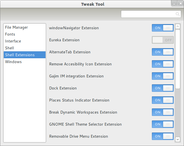 gnome tweak tool 3.0.4 extension